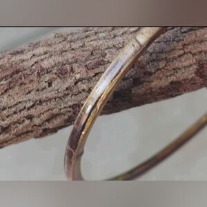 Vintage Bone & Brass Bangle Slim Inlay Bracelet